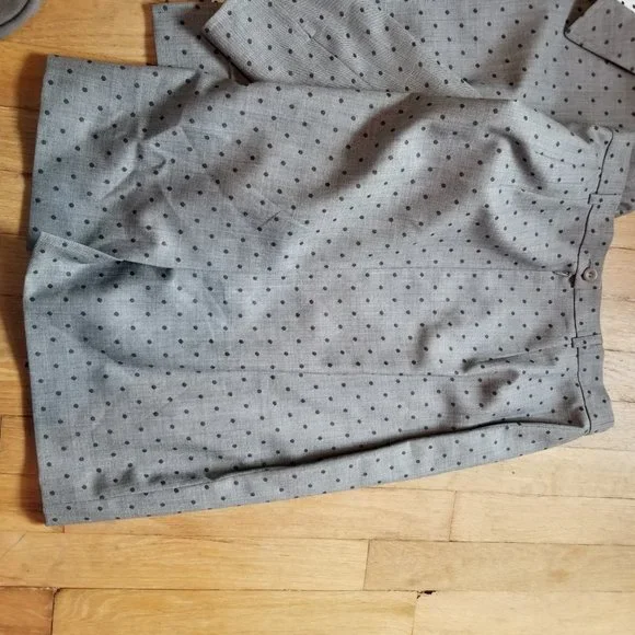 Escada Wool Gray Skirt Blazer Jacket Suit Set